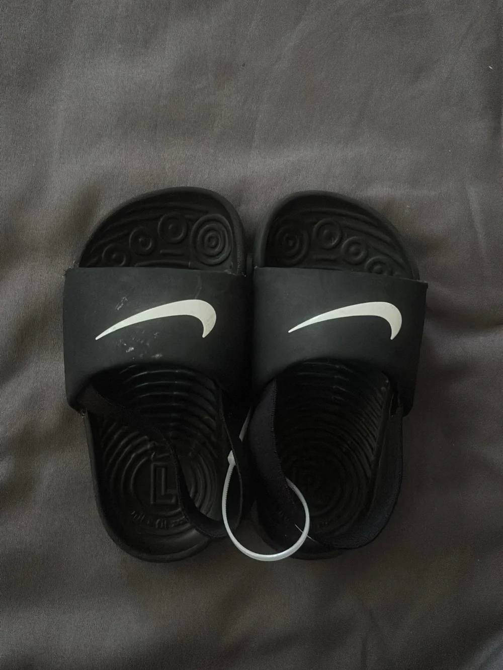 Nike Kids Black Slide Sandals with White Swoosh